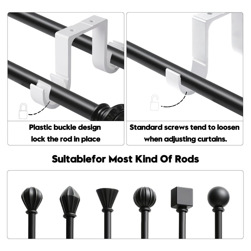 AddGrace Heavy Duty Double Curtain Rod Holders 2 Pack-Ceiling Curtain Rod Brackets Drilled Aluminum Alloy for Bedroom Living Roomï¼ˆWhiteï¼‰ - Image 3